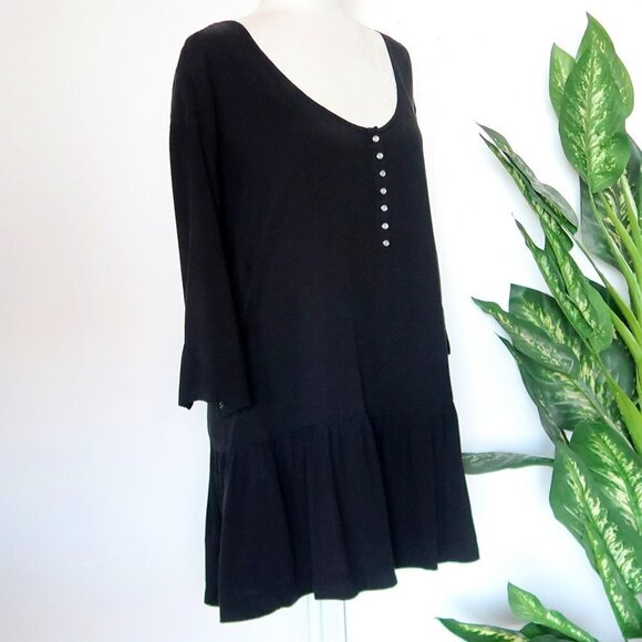 One Teaspoon Rango Black Lyocell Scoop Neck Ruffle Hem Mini Dress Size Medium M - Picture 7 of 15